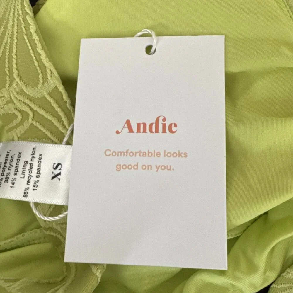 Andie‎ Women's XS Portofino Embossed Twist Bikini Top Daiquiri Green NWT 9566